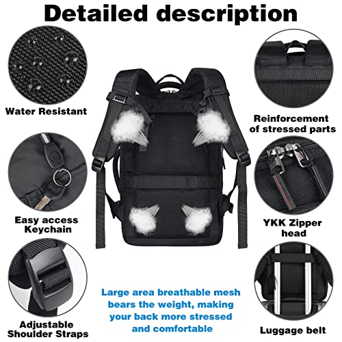 Z-MGKISS Carry On Backpack, Travel Laptop Backpack 15.6 Inch, Waterproof Flight Approved Backpack Business Luggage Suitcase Expandable Weekender Backpack with USB Port College Gifts for Men Women