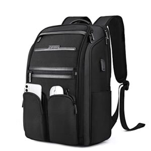laptop backpack for men & women, black work computer backpack fit up to 17.3 inch laptop with usb charging port waterproof backpacks business travel back pack college school bookbag for students