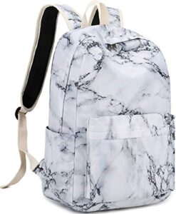 school backpack teen girls lightweight college waterproof school laptop casual backpack (marble)