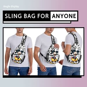 BXXNOS Sling Backpack, Cartoon Crossbody Sling Backpack with Keychain Sling Bag Travel Hiking Chest Bag Daypack Women Men's Gifts Stuff