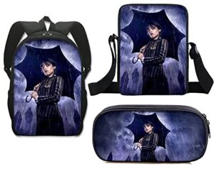 xuminvty wednesday addams backpack bags and purses nevermore hot topic academy addams family schoolbag (black4, one size)