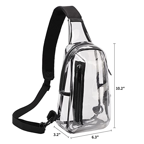 Svtose Clear Bag Stadium Approved, Small Clear Crossbody Bag with USB Charging Port, Sling Bag for Women Men Girls (Black)
