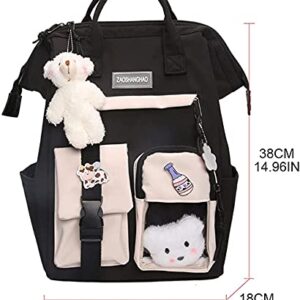 Skyearman Kawaii Backpack with Cute Accessories Kawaii Pin Large Capacity Girl School Bag Rucksack Multi-Pocket Hanging Bear (Purple a),One Size