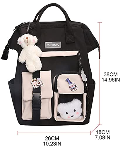 Skyearman Kawaii Backpack with Cute Accessories Kawaii Pin Large Capacity Girl School Bag Rucksack Multi-Pocket Hanging Bear (Purple a),One Size