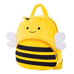 ouozzz 11″ cute animal toddler backpack for boys girls, soft plush bee bag mini travel backpacks with adjustable strap