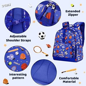 Choco Mocha Soccer Backpack for Boys Kindergarten Backpack for Boys Backpack for Kids Backpacks for Boys 4-6 5-7 15 inch Backpack for Boys 1st Grade Baseball Bookbag School Bag with Chest Strap Blue