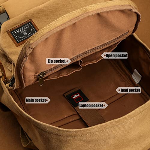 XINCADA Canvas Backpack for Men Laptop Backpack 15.6 Inch Vintage College School Backpacks Travel Rucksack Casual Daypack