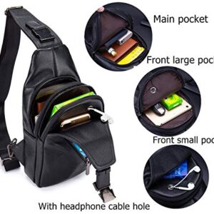 BULLCAPTAIN Genuine Leather Men Sling Bag Casual Travel Hiking Chest Bag Crossbody Shoulder Backpack