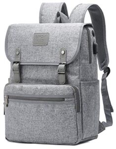 hfsx backpack bookbags laptop backpack for women men vintage backpack college backpack travel bookbag laptop bookbags with usb charging port gray backpacks fits 15.6 inch notebook