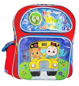 cocomelon 12 inch small backpack – the wheels on the bus, blue