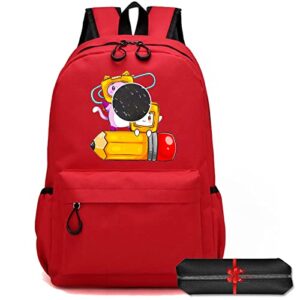 nuvuiolf anime backpack leisure laptop backpack lightweight travel storage daypack for men and women red 2