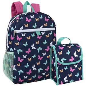 backpack with lunch bag for girls elementary school, middle school backpack set for kids