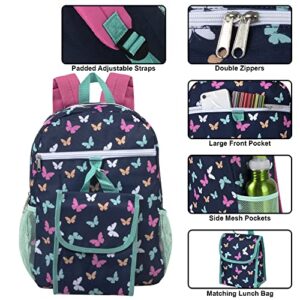 Backpack with Lunch Bag for Girls Elementary School, Middle School Backpack Set for Kids