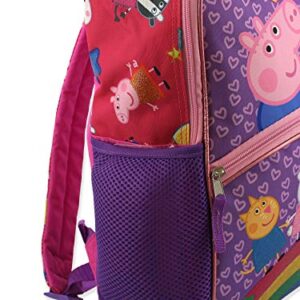 Peppa Pig Girls 5 piece Backpack and Lunch Bag School Set (One Size, Pink/Purple)