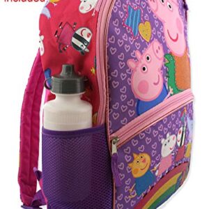 Peppa Pig Girls 5 piece Backpack and Lunch Bag School Set (One Size, Pink/Purple)