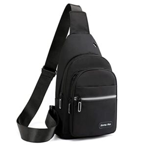 seoky rop sling bag crossbody backpack for men women small chest shoulder bag for travel hiking daypack black