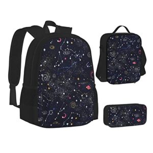 constellation star clusters galaxies boys girls school bags teen backpacks set with lunch box and pencil case