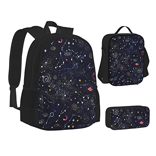 Constellation Star Clusters Galaxies Boys Girls School Bags Teen Backpacks Set With Lunch Box And Pencil Case