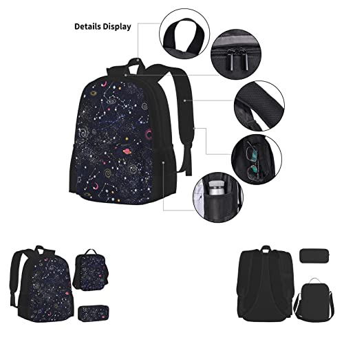 Constellation Star Clusters Galaxies Boys Girls School Bags Teen Backpacks Set With Lunch Box And Pencil Case