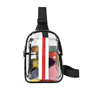 clear sling bag stadium approved cute fashion crossbody clear backpack with adjustable strap for work travel sports and concerts (black)