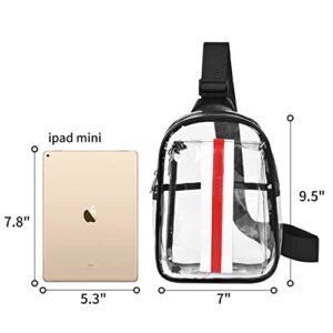 Clear Sling Bag Stadium Approved Cute Fashion Crossbody Clear Backpack with Adjustable Strap for Work Travel Sports and Concerts (Black)