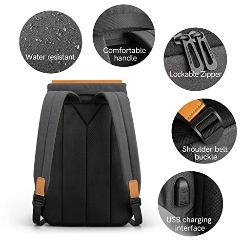 School Backpack,Backpack for Men,Laptop Bookbag for Teen Boys 15.6 Inch Anti Theft College Backpack with USB Charging Port,Water Resistant (15.6 INCH, Dark Grey)