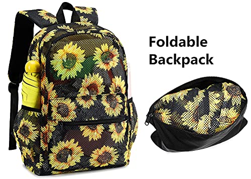 Bluboon Mesh Backpack Girls Kid Semi-Transparent School Bookbags See-through Lightweight Waterproof Casual Daypack for Beach Gym Travel