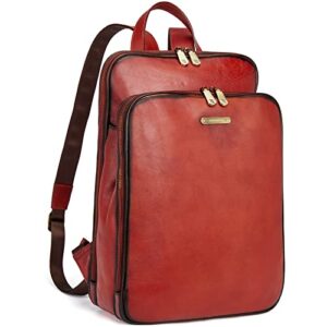 bostanten womens laptop backpack leather 15.6 inch computer back pack business college daypack vintage large travel bag