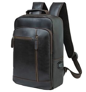 fshsup leather backpack men,laptop bag college bag,business laptop backpack for men15.6inch daypack backpacks brown