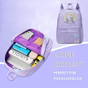 Cusangel Kids Backpack, Durable Cute Multi Compartment Toddler Preschool Elenemtary Backpack for Boys and Girls(Purple)