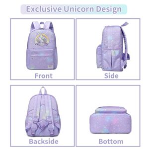 Cusangel Kids Backpack, Durable Cute Multi Compartment Toddler Preschool Elenemtary Backpack for Boys and Girls(Purple)