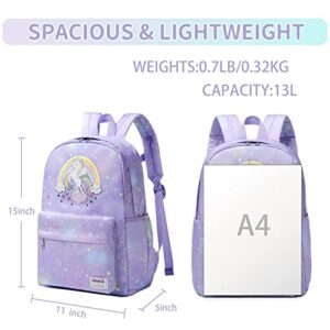 Cusangel Kids Backpack, Durable Cute Multi Compartment Toddler Preschool Elenemtary Backpack for Boys and Girls(Purple)