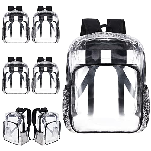 6 Pcs Clear Backpack for Stadium Approved Heavy Duty Clear Bookbags Rugby Game Transparent See Through Backpacks for Stadium Waterproof Concert Sports Work School Security