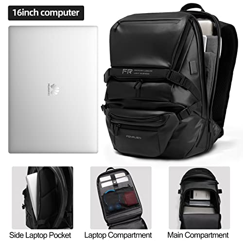 FENRUIEN 17 Inch Large Laptop Backpack, 2 Sets - Premium Casual Day Pack Bundled With Crossbody Bag, Unique Modern USB Casual Backpack