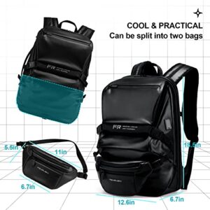 FENRUIEN 17 Inch Large Laptop Backpack, 2 Sets - Premium Casual Day Pack Bundled With Crossbody Bag, Unique Modern USB Casual Backpack