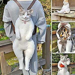 MUGUOY Handmade Simulation Cat Bag This Cat Backpack Look Like A Real Cat,3D Simulation Stuffed Animal Zipper Backpack.