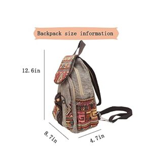 HUANGGUOSHU Backpacks For Women Sling Backpack Casual Canvas Backpack Convertible For Girl Boho Hand-Woven Exquisite Knitting Backpack With Lots Of Pockets Gift For Young Adult Women