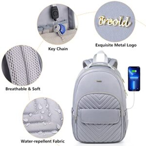 Breold Laptop Backpack Women,15.6 Inch Travel Backpack for Women,College School Bookbags with USB Charging Hole,Large Capacity Computer Backpacks for Work Business,TSA Friendly