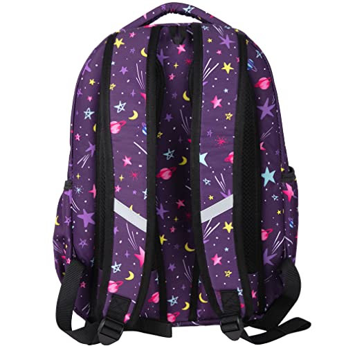 Jingle Bongala Backpack for School College Student Water Resistant Casual Daypack for Travel Fits 17 Inch Laptop and Notebook-Purple Star