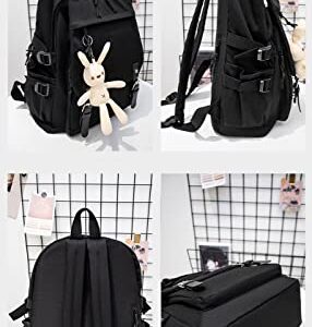 ZBIBYO Anime Hanako-kun Backpack for School Cute With Doll Pendant,Yashiro Nene Unisex Cosplay Bookbag (Black3)