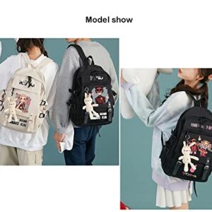 ZBIBYO Anime Hanako-kun Backpack for School Cute With Doll Pendant,Yashiro Nene Unisex Cosplay Bookbag (Black3)