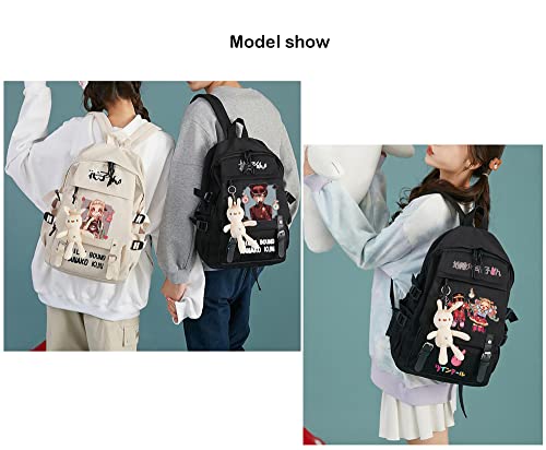ZBIBYO Anime Hanako-kun Backpack for School Cute With Doll Pendant,Yashiro Nene Unisex Cosplay Bookbag (Black3)