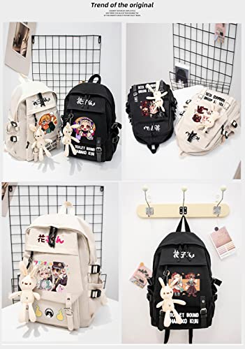 ZBIBYO Anime Hanako-kun Backpack for School Cute With Doll Pendant,Yashiro Nene Unisex Cosplay Bookbag (Black3)