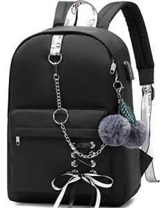 spotted tiger school backpack for girls backpack school bag bookbag cute travel backpack for teen girls women (black)