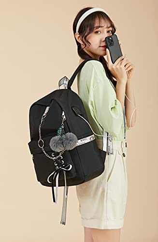 Spotted Tiger School Backpack for Girls Backpack School Bag Bookbag Cute Travel Backpack for Teen Girls Women (Black)