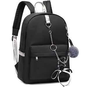 Spotted Tiger School Backpack for Girls Backpack School Bag Bookbag Cute Travel Backpack for Teen Girls Women (Black)