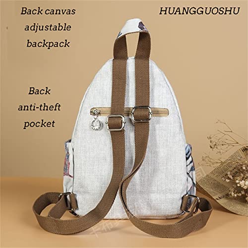 YIMOYICAI Women Casual Boho Woven Medium Canvas Prime Travel Laptop Backpack Hippie Embroidered Vintage Backpack Mushroom