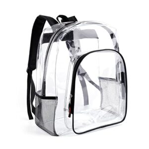 crosstime clear backpack heavy duty transparent backpack see through plastic clear bookbags for security work school , black
