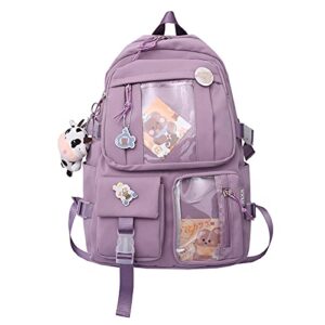 dearsee kawaii backpack with cute pin accessories plush pendant kawaii school backpack cute aesthetic backpack for girls