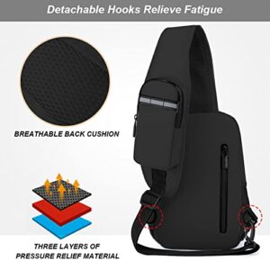 Donason Sling Backpack Crossbody Men Outdoor Travel Hiking Anti Theft Pocket Daypack, Small Chest Bag with USB Charging Port